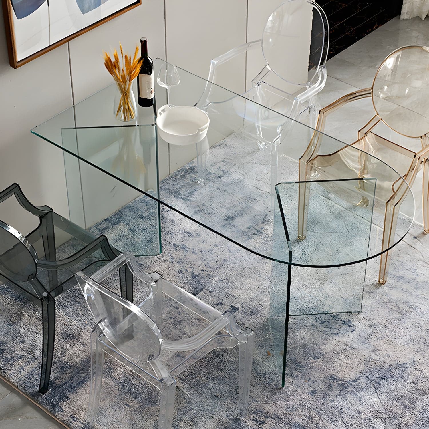 Modern Tempered Glass Dining Table Glass Base for Dining Room thumbnail 3