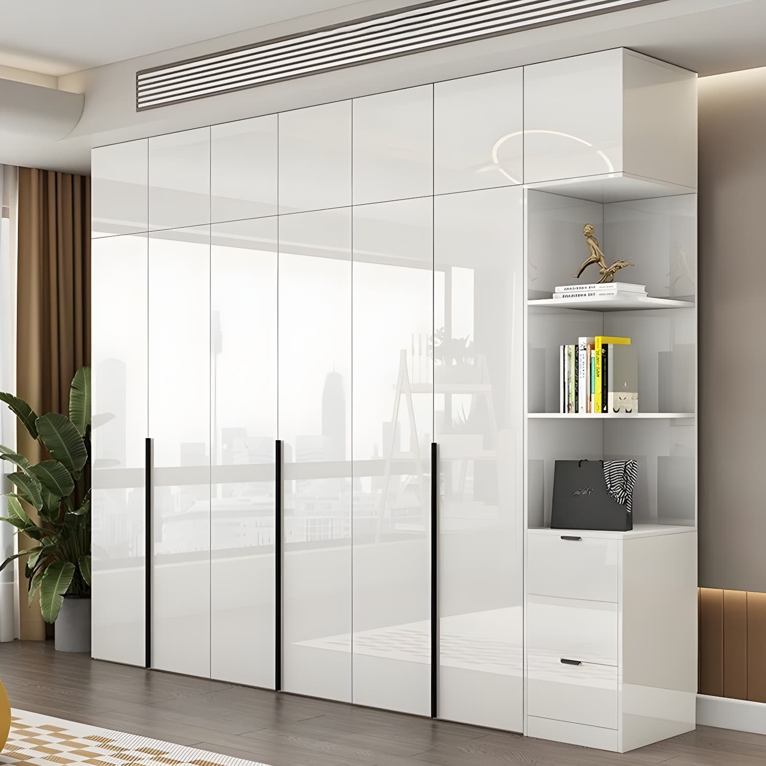 Modern Simple Style Double Door Storage Wardrobe for Bedroom thumbnail 2
