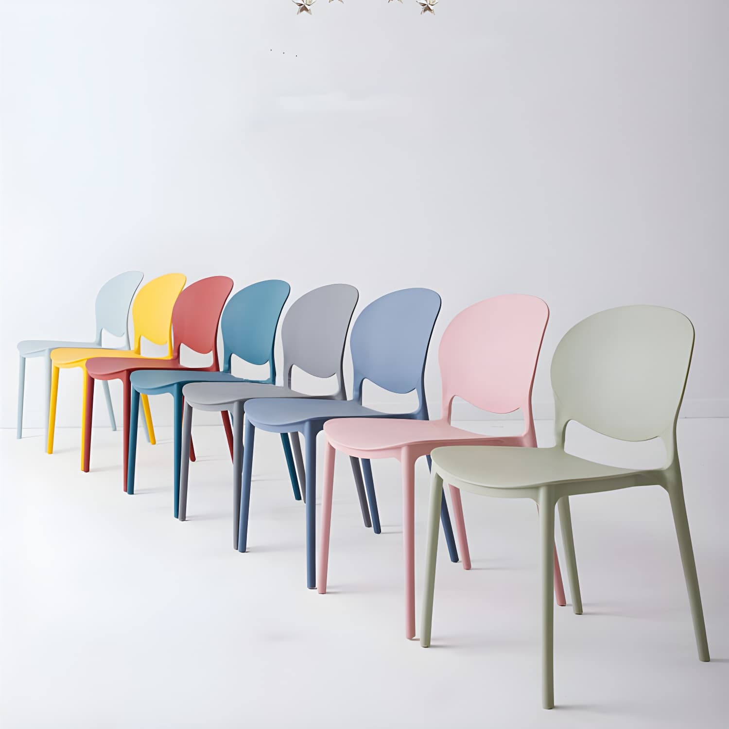 Modern Style Stackable Plastic Chair Open Back Dining Side Chair (Set of 4) thumbnail 15