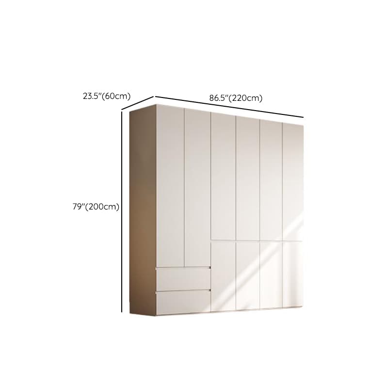 Chalk Modern Natural Wood Standalone Almirah with Soft Close Drawer, Interior Shelves, and Hanging Rod thumbnail 15