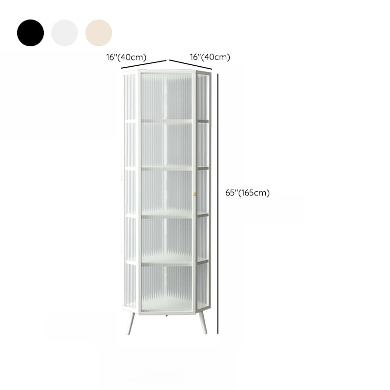 Contemporary Corner Utility Cabinet with 1 Cabinet, Iron Countertop, Glass Door, Pull Knobs, and Black/White/Off White Top thumbnail 13