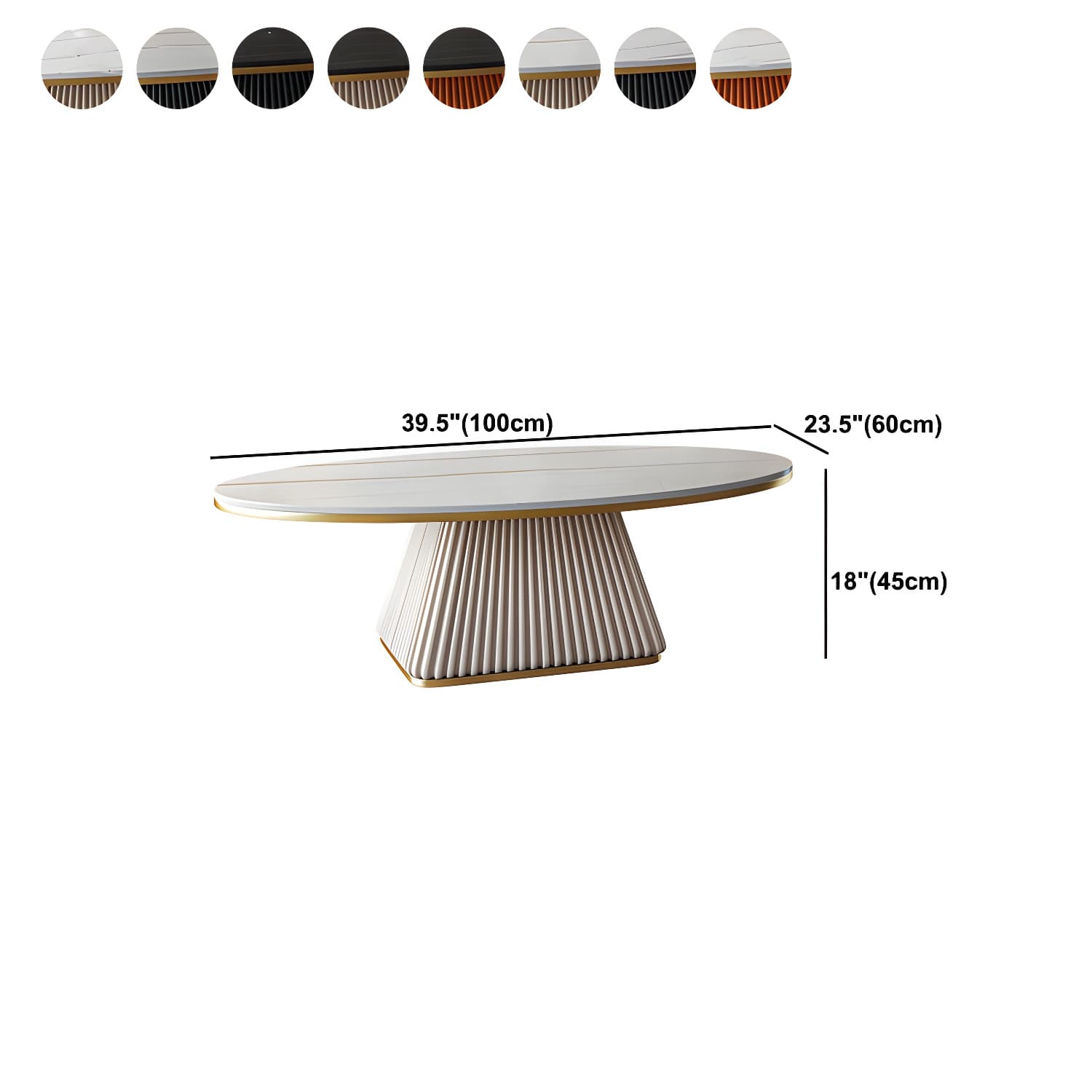 Glam Metal and Slate Cocktail Table Pedestal Coffee Table for Living Room thumbnail 19