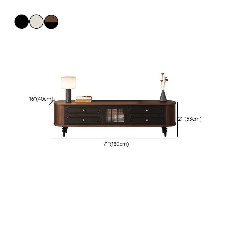 Modern Real Wood TV Stand with Shelf, 4 Drawers, Hutch, and Door thumbnail 12