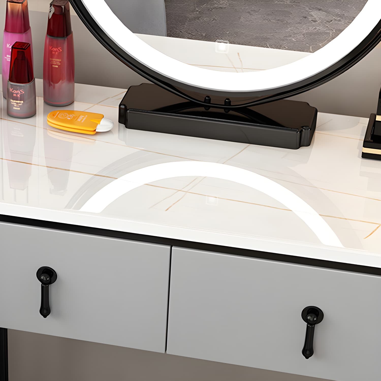 Removable Makeup Counter Lighted Mirror Vanity Dressing Table with Drawer thumbnail 14