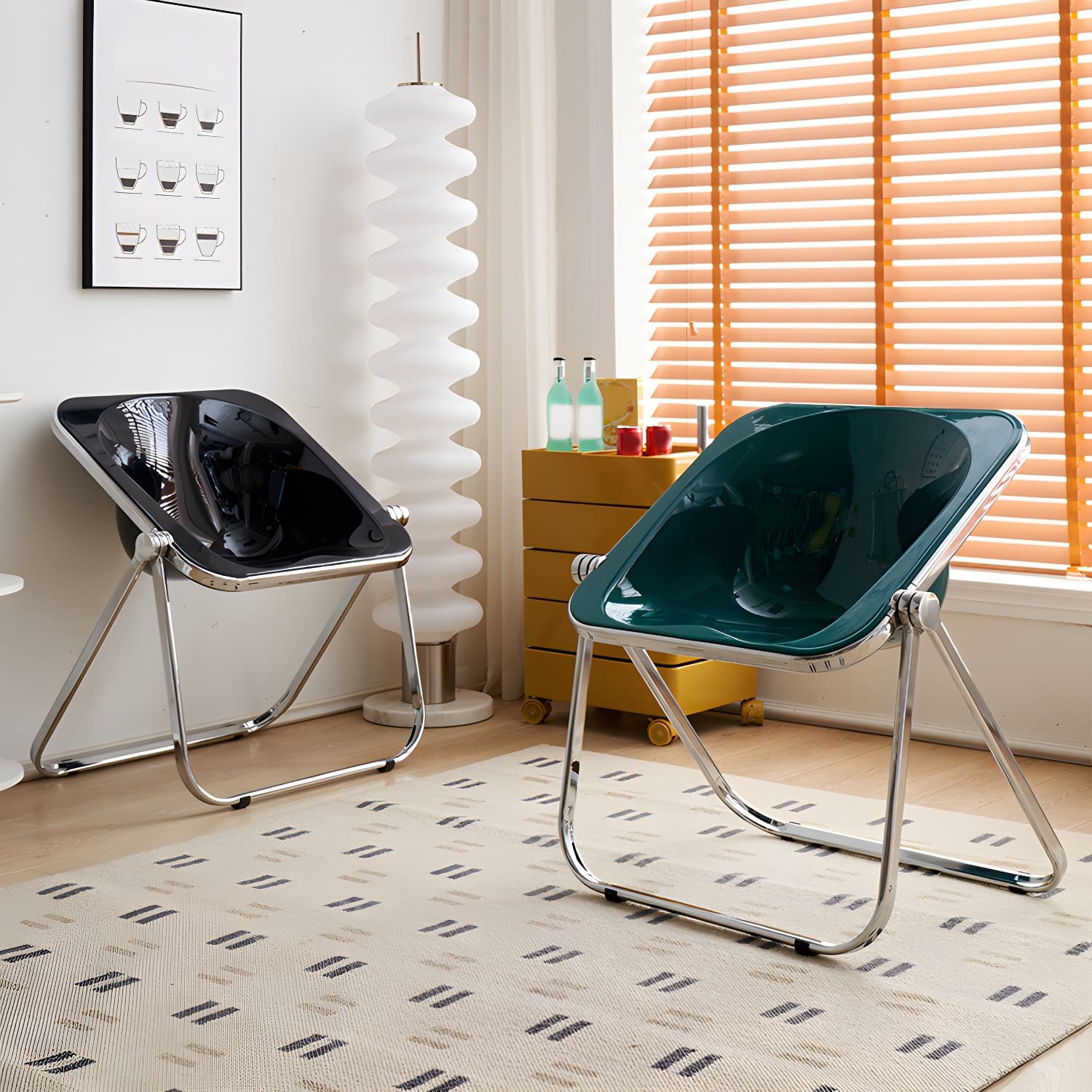 Modern Collapsible Side Chair with Low Back and Foldable Design in Plastic & Acrylic thumbnail 18