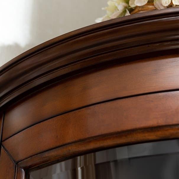 Traditional Medium Brown Corner Accent Cabinet with Wood Countertop and Exterior Shelving thumbnail 7