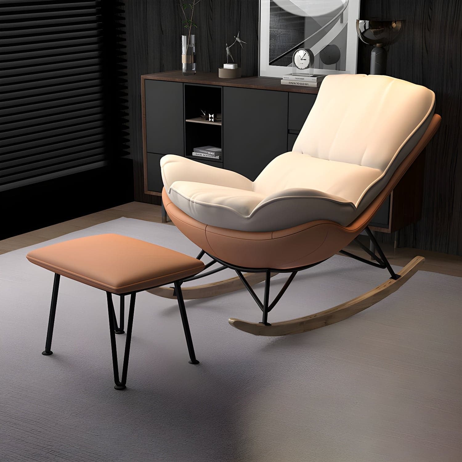 Modern Tufted Cushions Glider Spindle Children Glider with Ottoman thumbnail 7