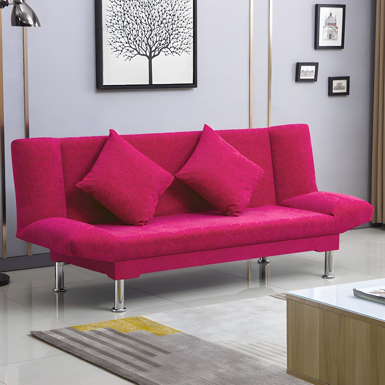 Silver Transitional Modern Tight Back Sofa Bed 29.53"High Armless Sofa Bed thumbnail 41