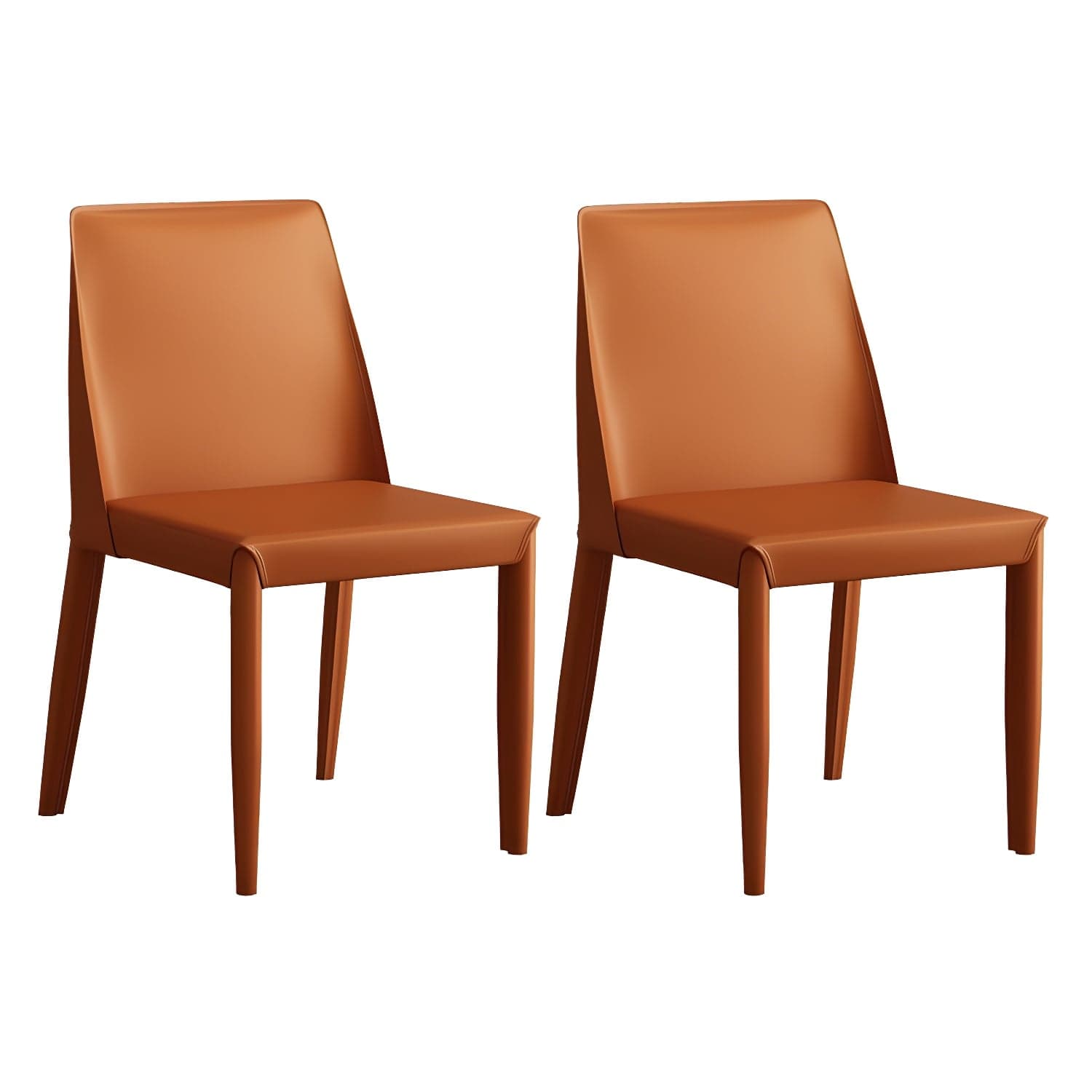 Modern Leather Dining Chair Parsons Furniture with Steel Legs in Matte Finish for Home thumbnail 7