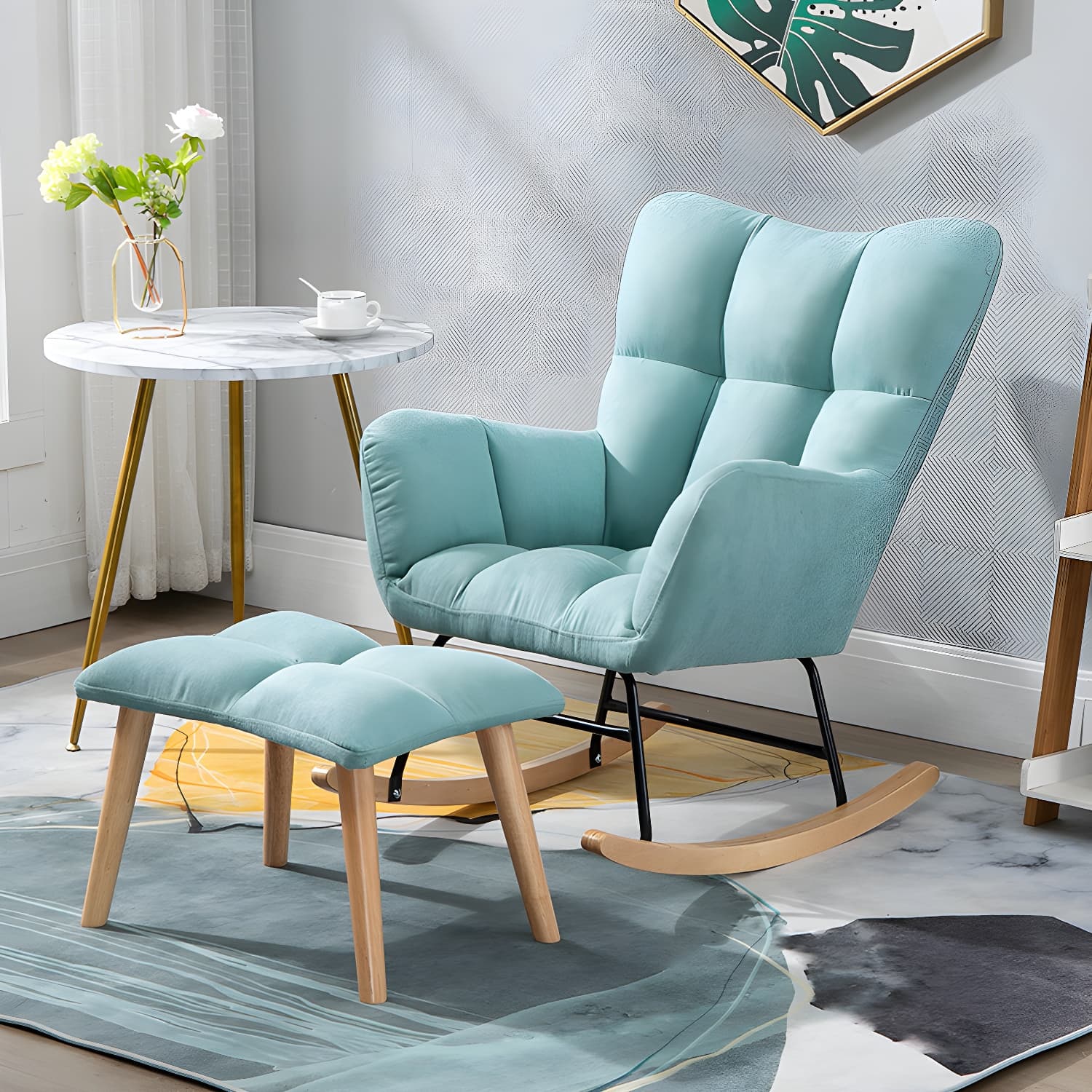 Simple Nordic Style Rocking Chair Balcony Lounge Recliner Sofa Rocking Chair thumbnail 5