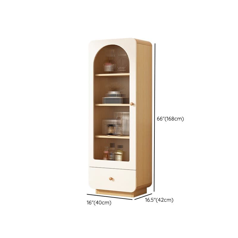 Modern White Lumber Narrow Sideboard with Single Drawer, 4 Shelves/Three Internal Shelves/Two Internal Shelves, Glass-panel Door thumbnail 26