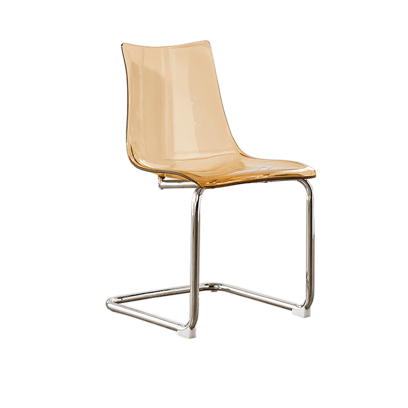 Art Deco Home Side Chair with Solid Back Panel, Metallic Metal Legs thumbnail 1