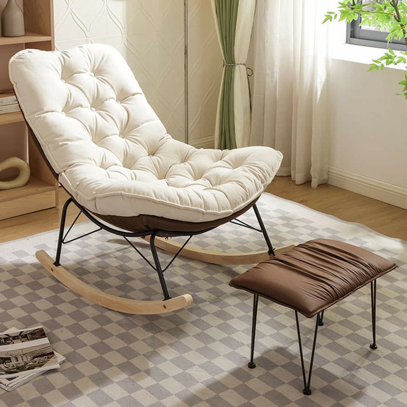 Upholstered Rocking Chair with Wood Legs - Armless Design, Resistant to Scratches and Stains thumbnail 6