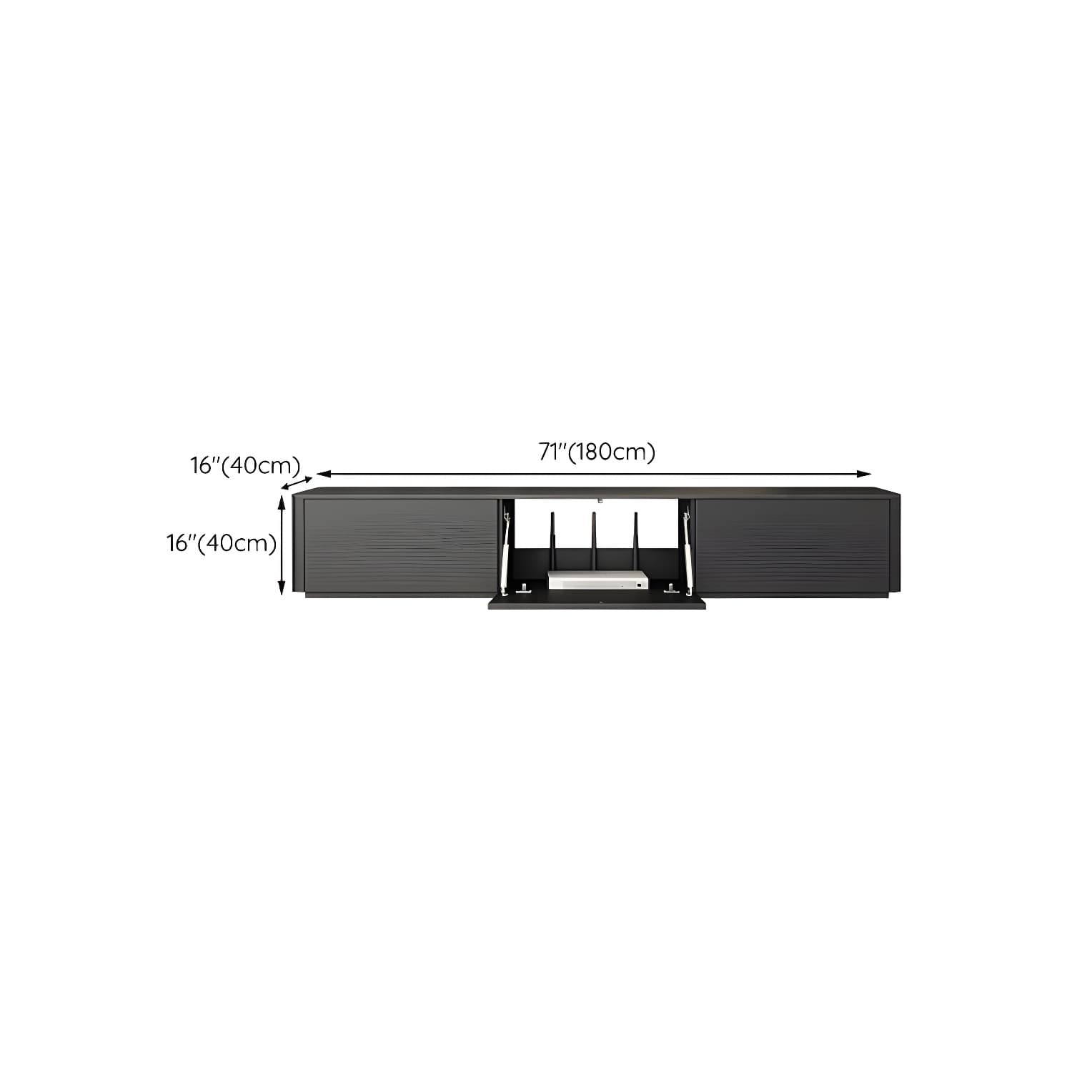 Black Wood TV Stand with Drawers and Cable Management – Modern Style and Low Height thumbnail 12