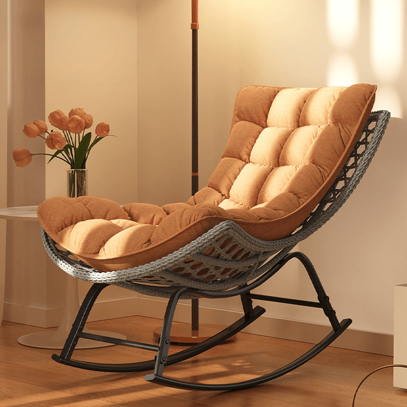 2 Piece Set/1 Piece Set Cushioned Rocking Chair with Ottoman in Resin with Rear in a Modern Simple Style thumbnail 16