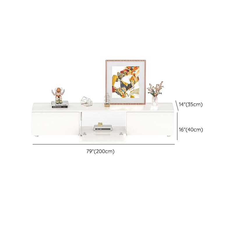 White Modern TV Stand with Low Height, Drawers, and Cable Management - Easy Full Assembly thumbnail 14