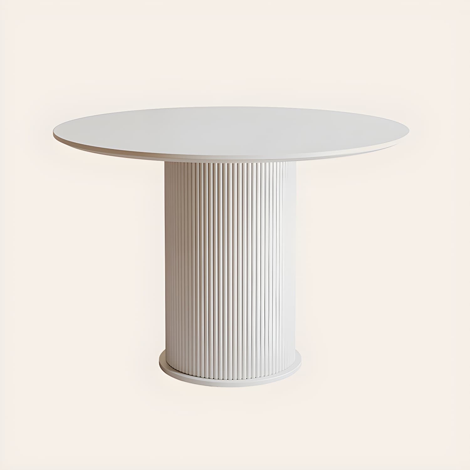 Round White Stone Modern Dining Table with White Steel Pedestal Base Standard Height thumbnail 2
