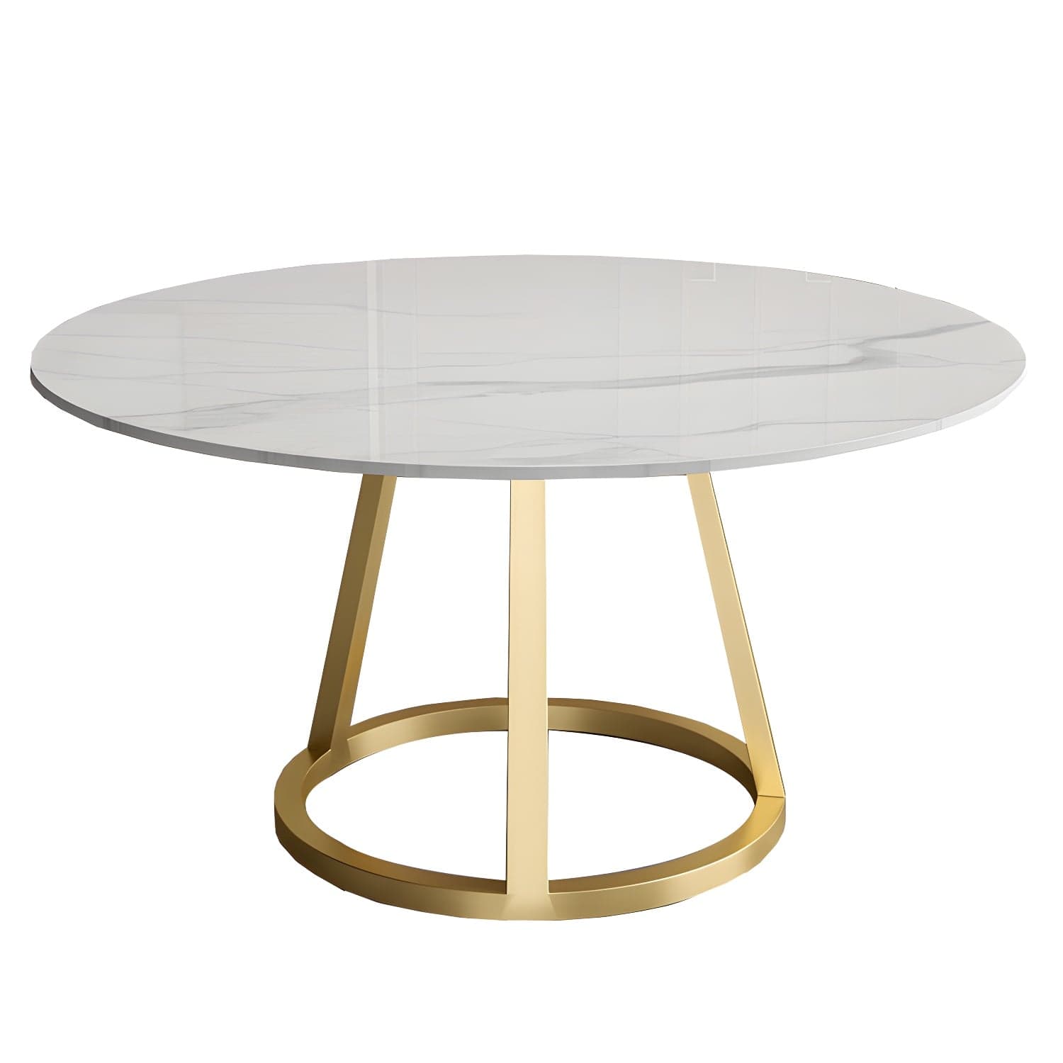 Round Marble Top Dining Table in White Traditional Luxury Dining Table thumbnail 2