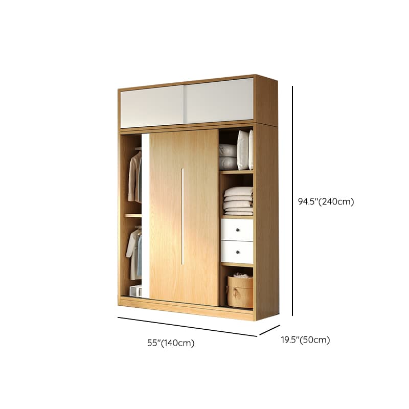 Natural Color Minimalist Cabinet Armoire with Soft Close Drawer, Soft Close Door & Interior Shelves thumbnail 17