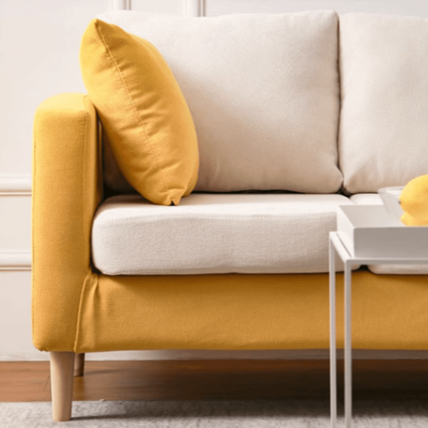 Cream/Dove Grey/Cerulean Loveseat with Slipcover, Wide Pillow Back, Receptacle and 2 Pillows thumbnail 21