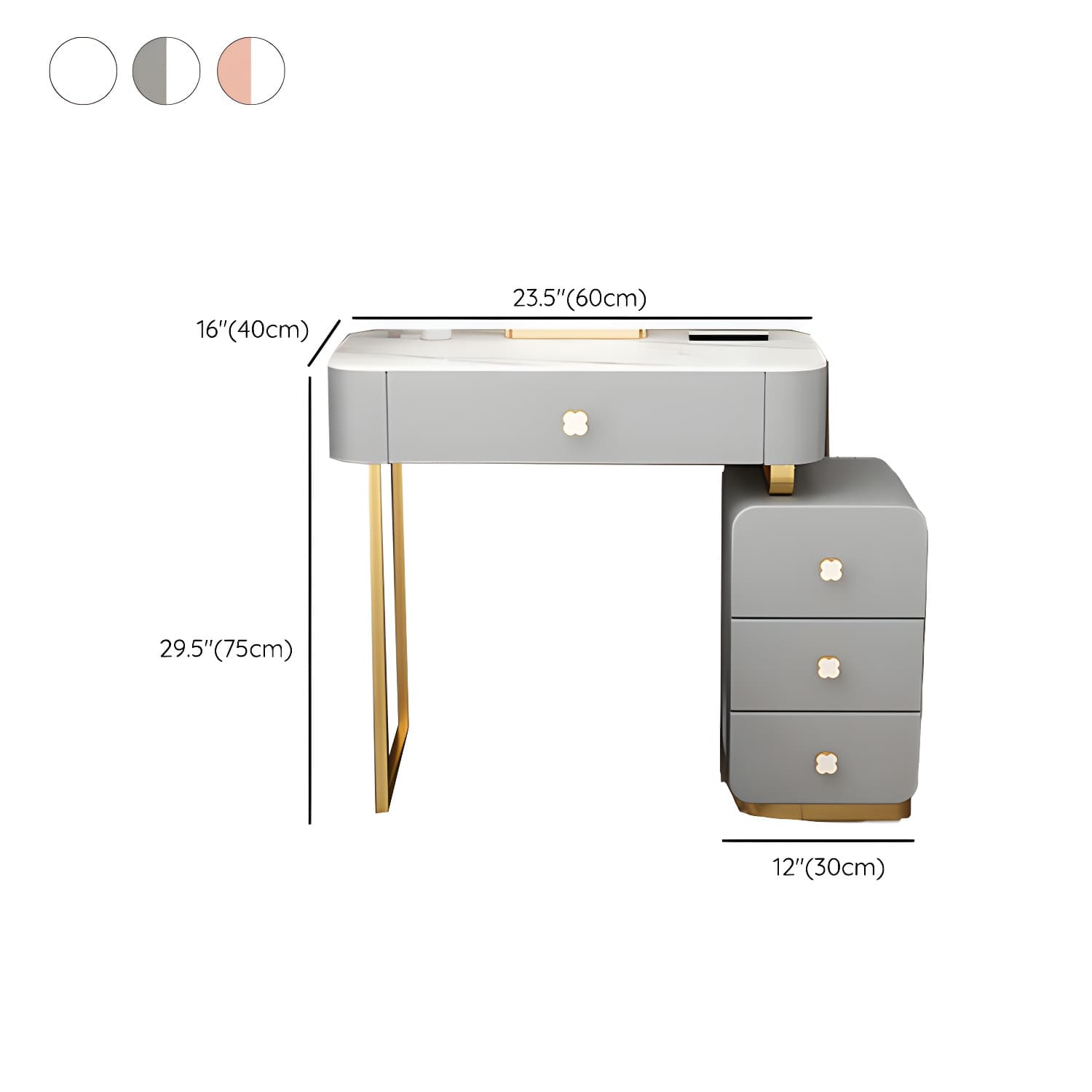 Contemporary Wooden Make-up Vanity with Storage Drawers in Rectangle thumbnail 15