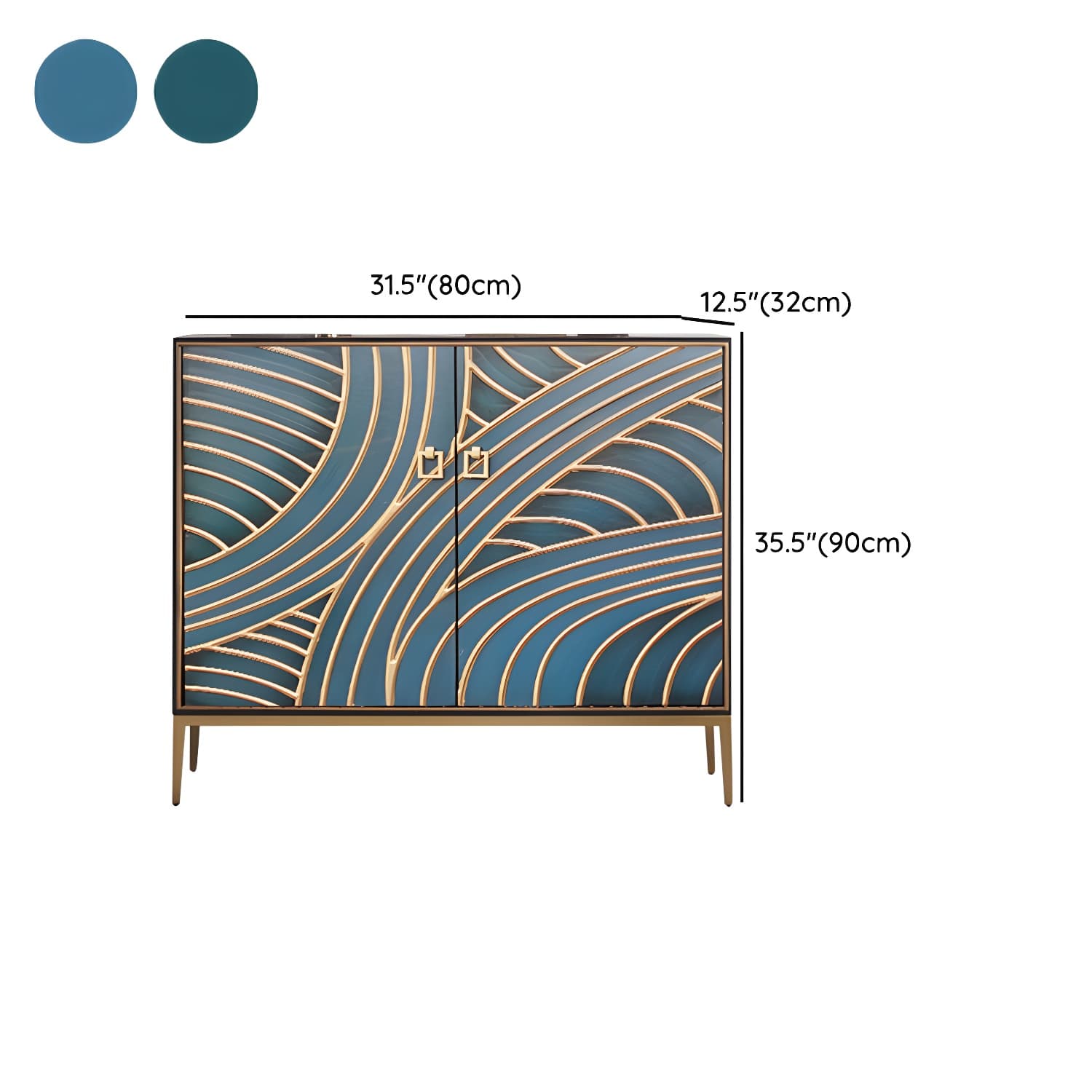 Gold Legs 35.4" High Sideboard Cabinet Glam Style Wood Buffet Table thumbnail 11