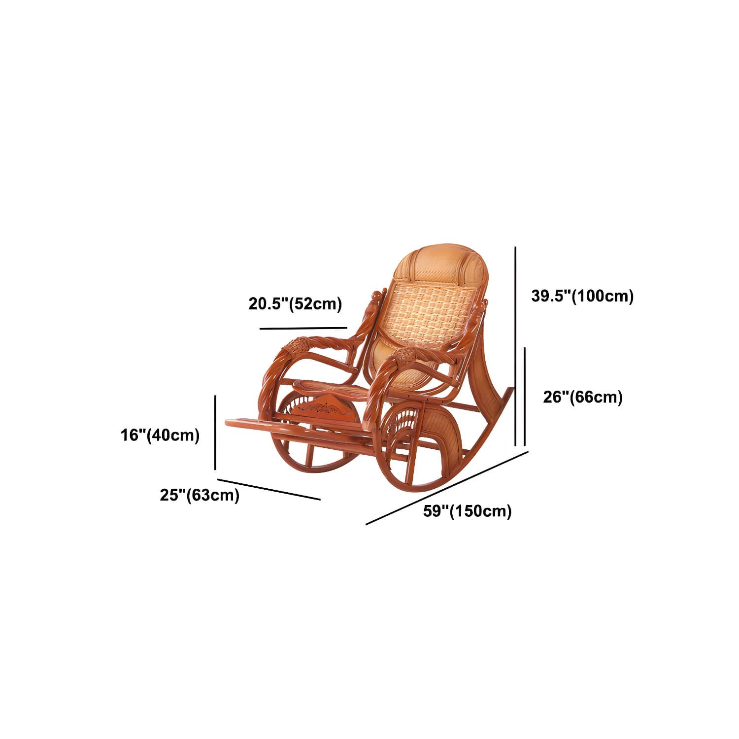 Traditional Spindle Rocking Accent Chair Tobacco Finish Rocker Chair Reclining thumbnail 25