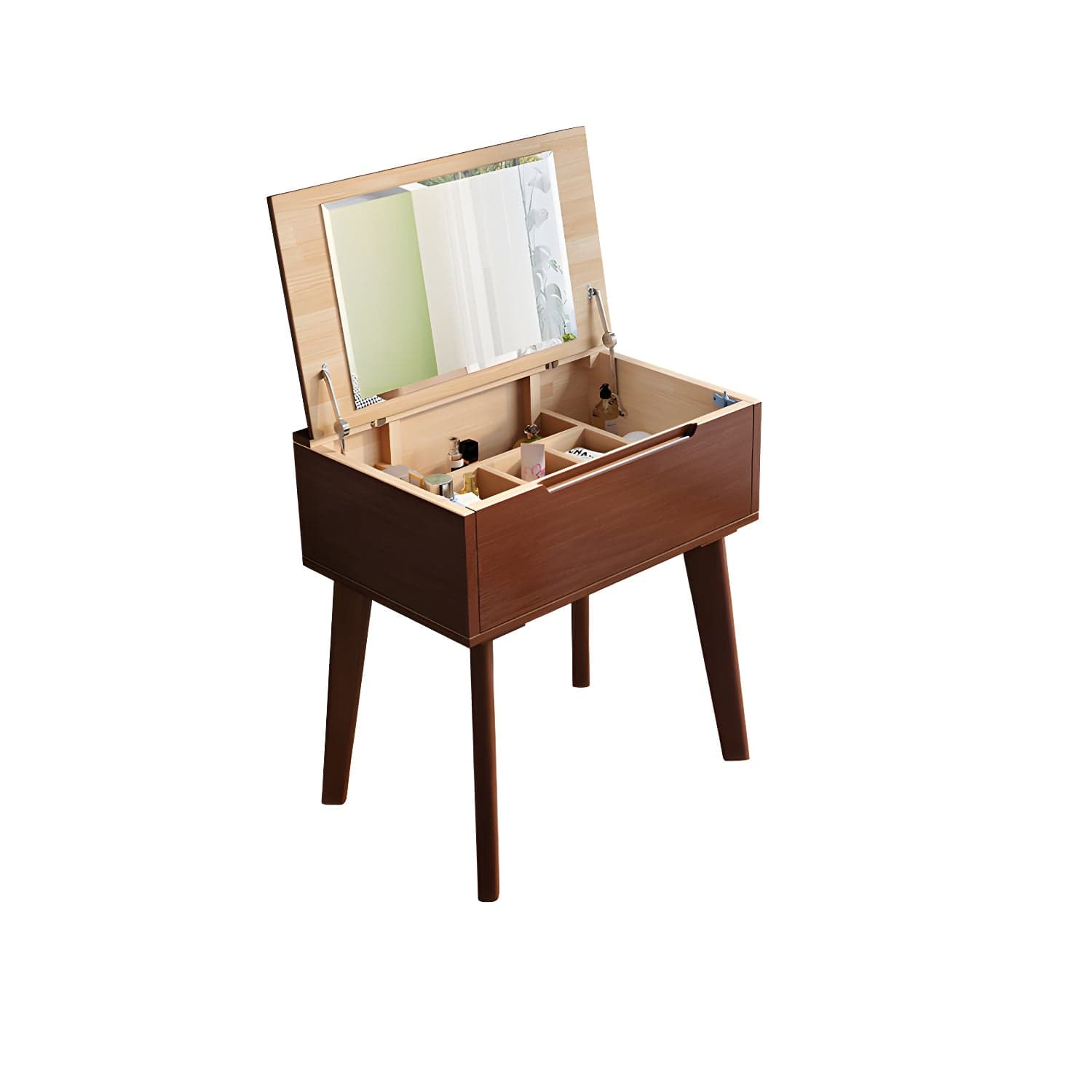 Scandinavian 29.52" Height Solid Wood Table Makeup Vanity with Mirror thumbnail 2