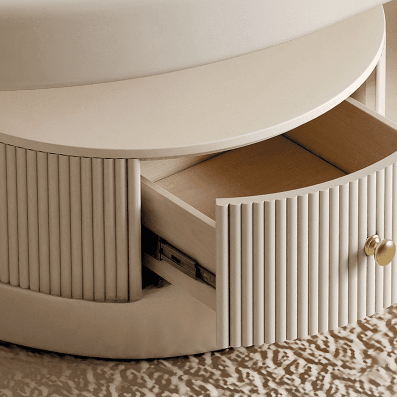 Minimalist Oval Wooden Coffee Table with 1 Shelf and White Top thumbnail 5