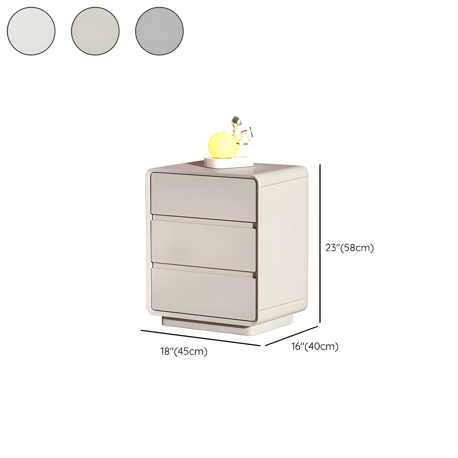 Modern Pine Wood Bedside Cabinet with 3 Drawers in Standard Height thumbnail 15