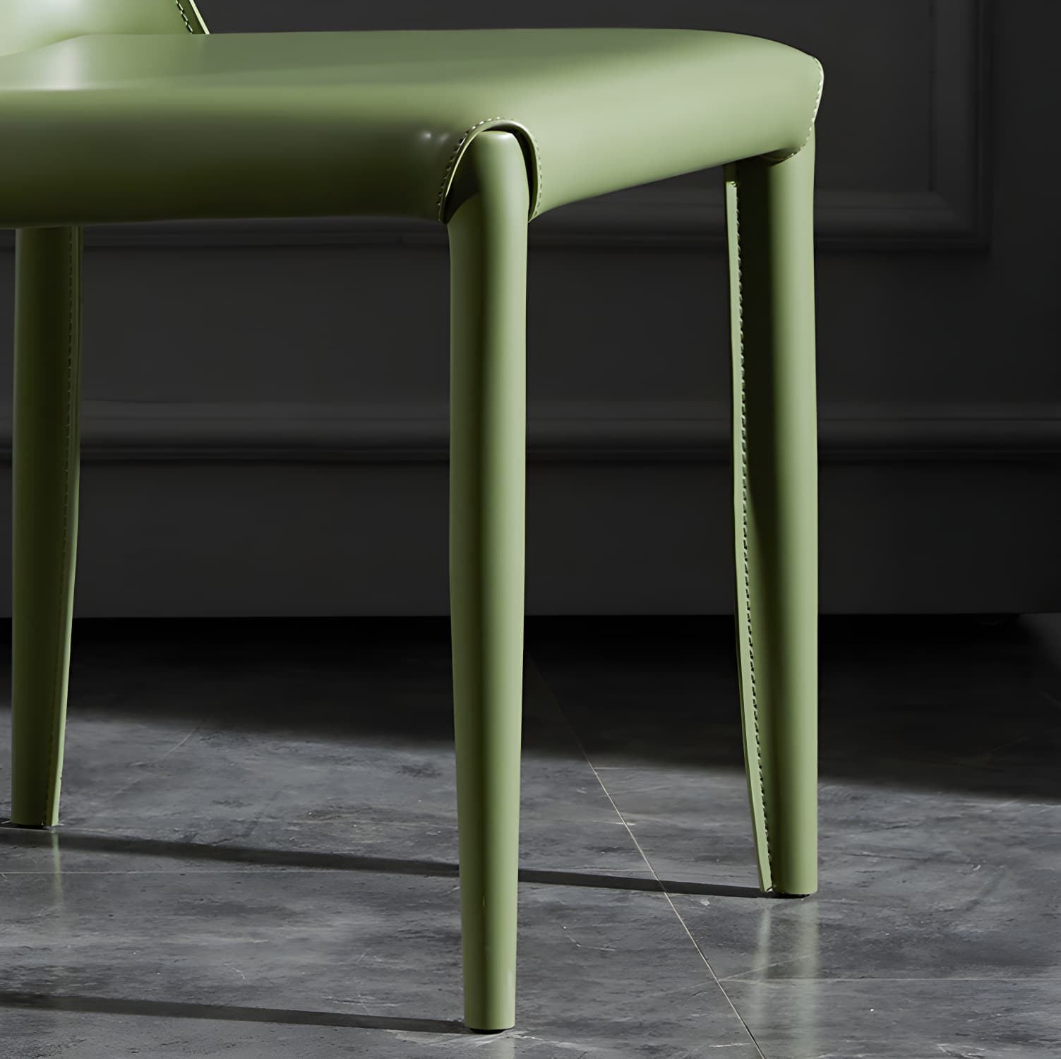 Solid Back Armless Dining Chairs Indoor Leather Side Chairs with Metal Legs thumbnail 17