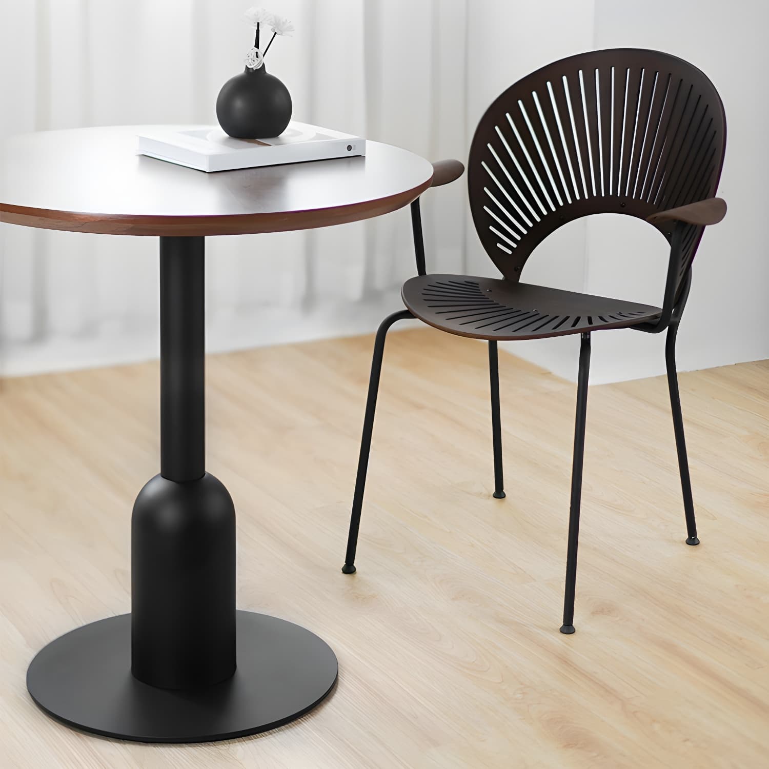 Industrial Style Dining Site Table MDF Dining Room Furniture with Pedestal Base thumbnail 13