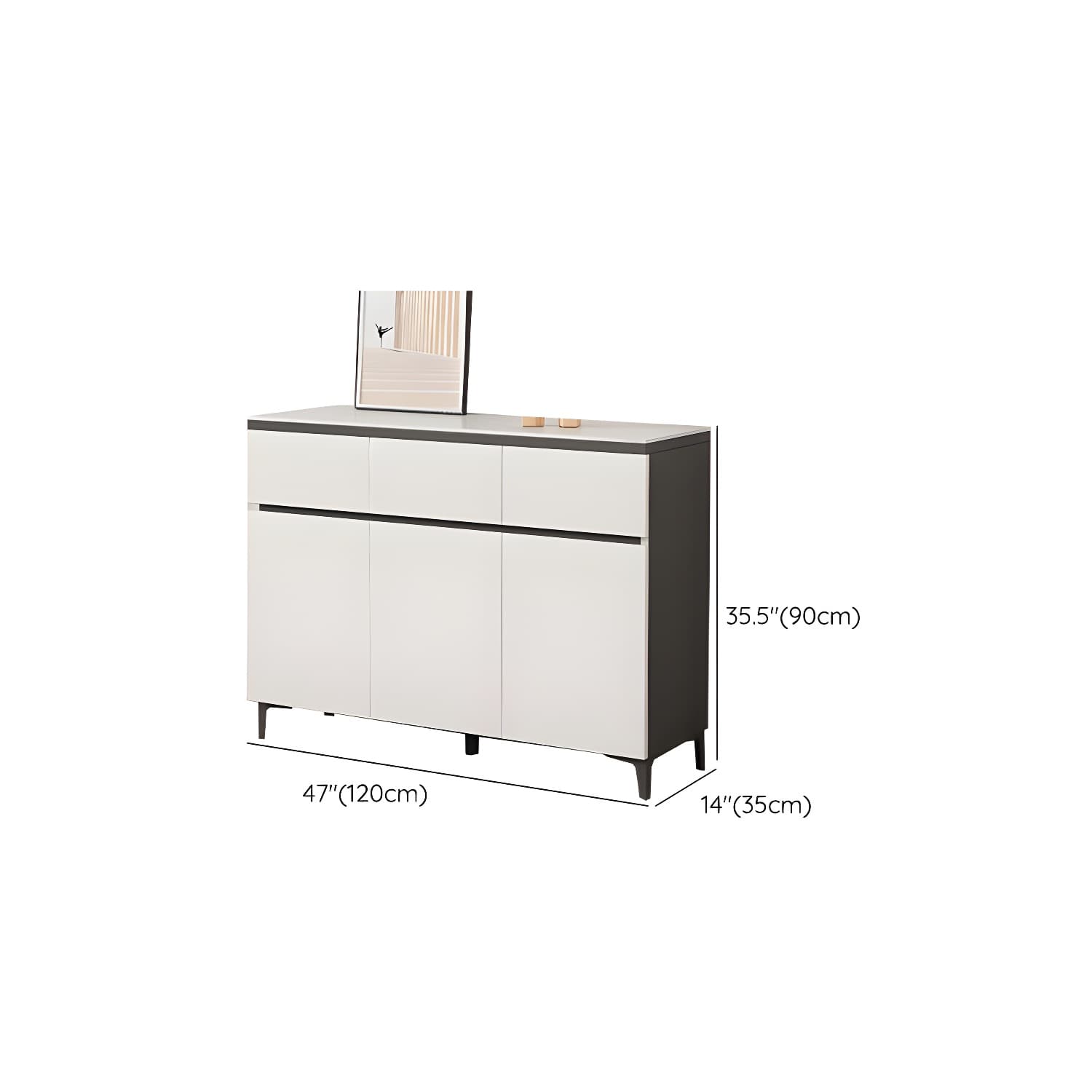 Wooden Modern Stone Countertop Buffet Sideboard with Drawers for Living Room thumbnail 17