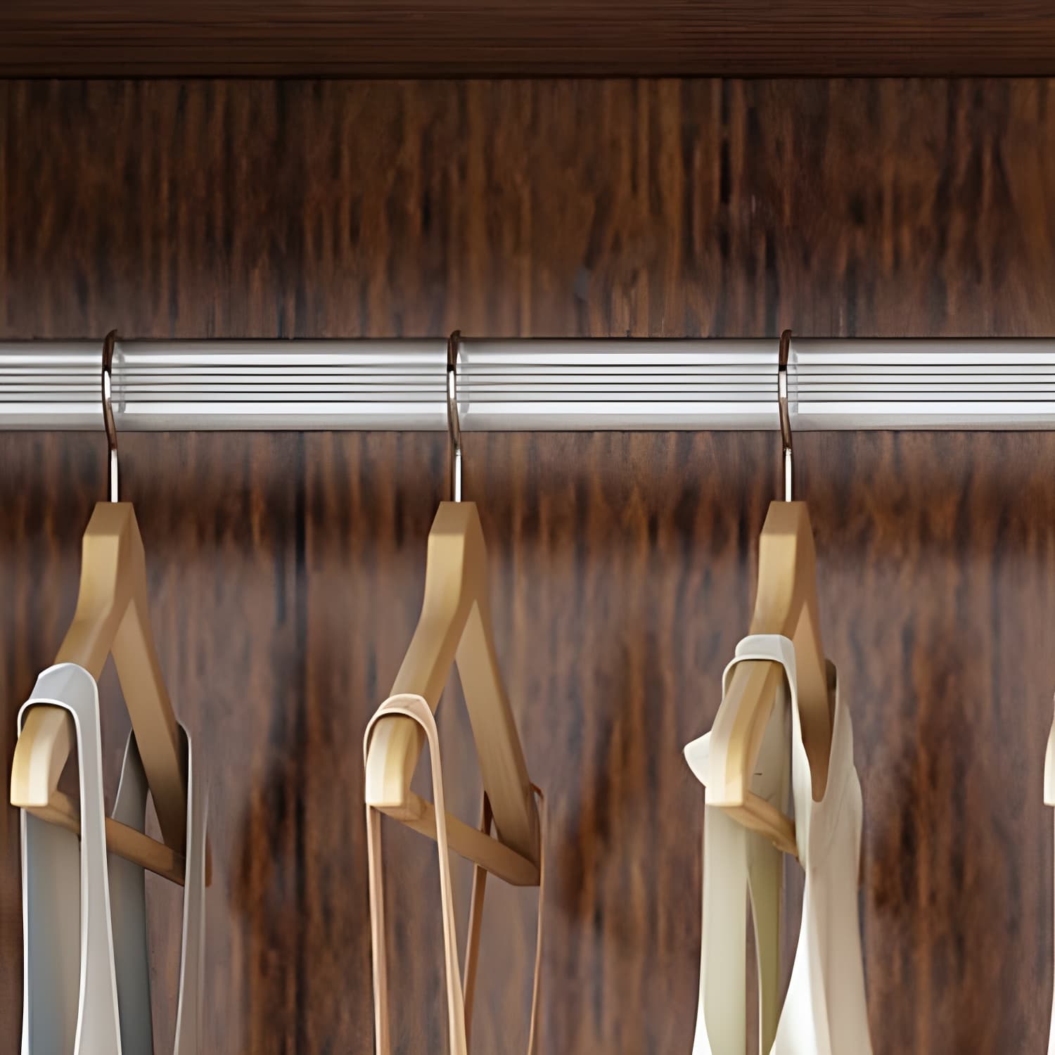 Contemporary Brown Wood Wardrobe Armoire with Clothing Rod & Shelves thumbnail 7