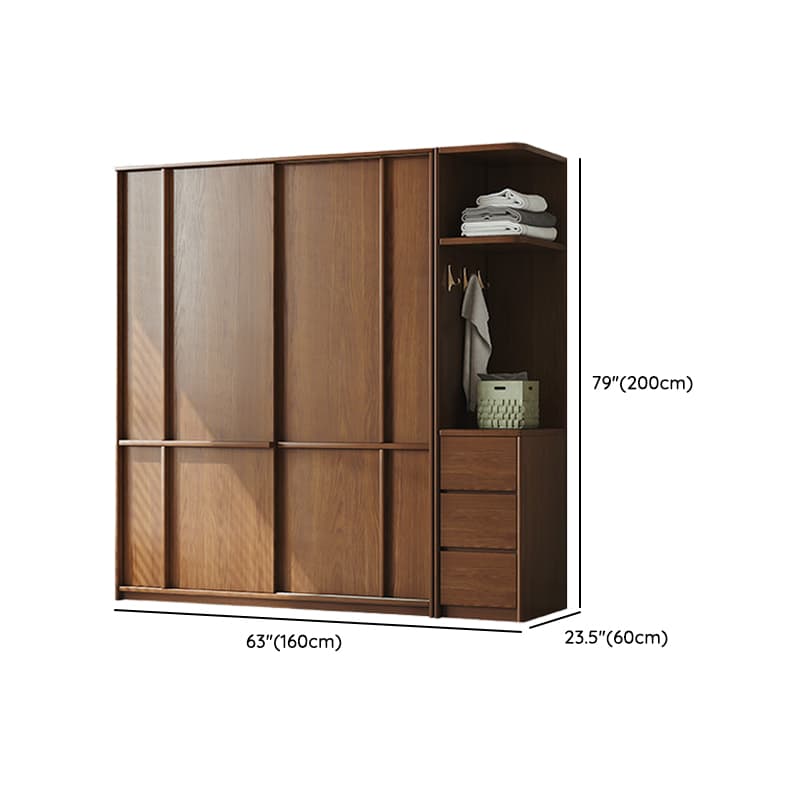 Stylish Coffee Modern Lumber Standalone Armoire Cabinet with Soft Close Drawers and Doors, Interior Shelves thumbnail 22