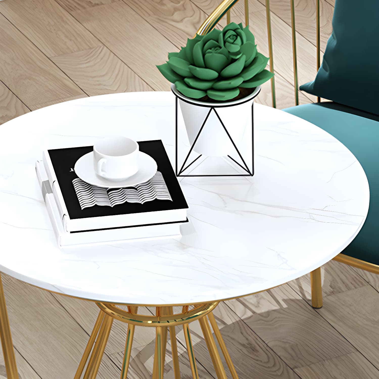 Sintered Stone Dining Table Traditional Luxury Dining Table with Gold Base thumbnail 8