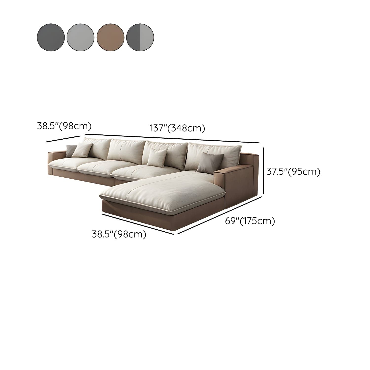 Scandinavian Pillow Back Sectional with Square Arm for Living Room thumbnail 15