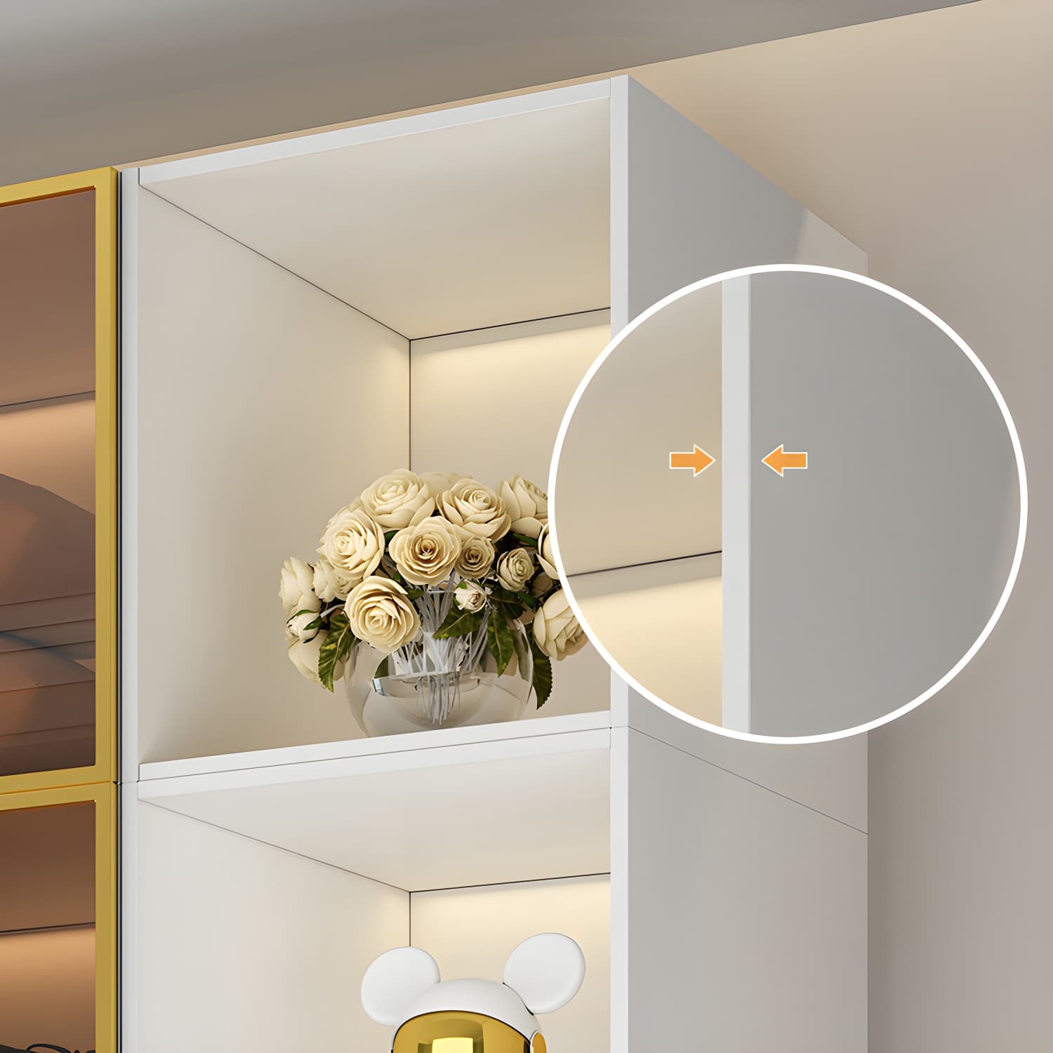 Modern White Wood Frame Wardrobe Armoire Freestanding Wardrobe with Soft Close Drawers thumbnail 6