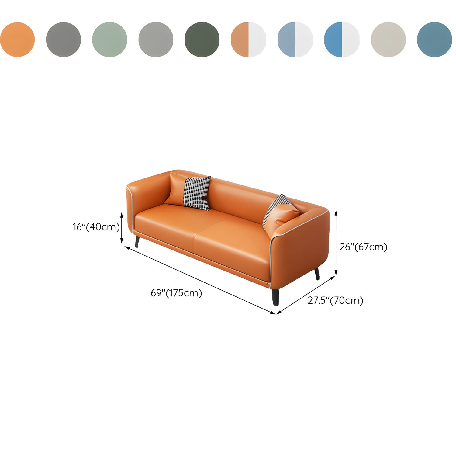 Modern Square Arm Standard Sofa Metal Legs Settee for Living Room thumbnail 21