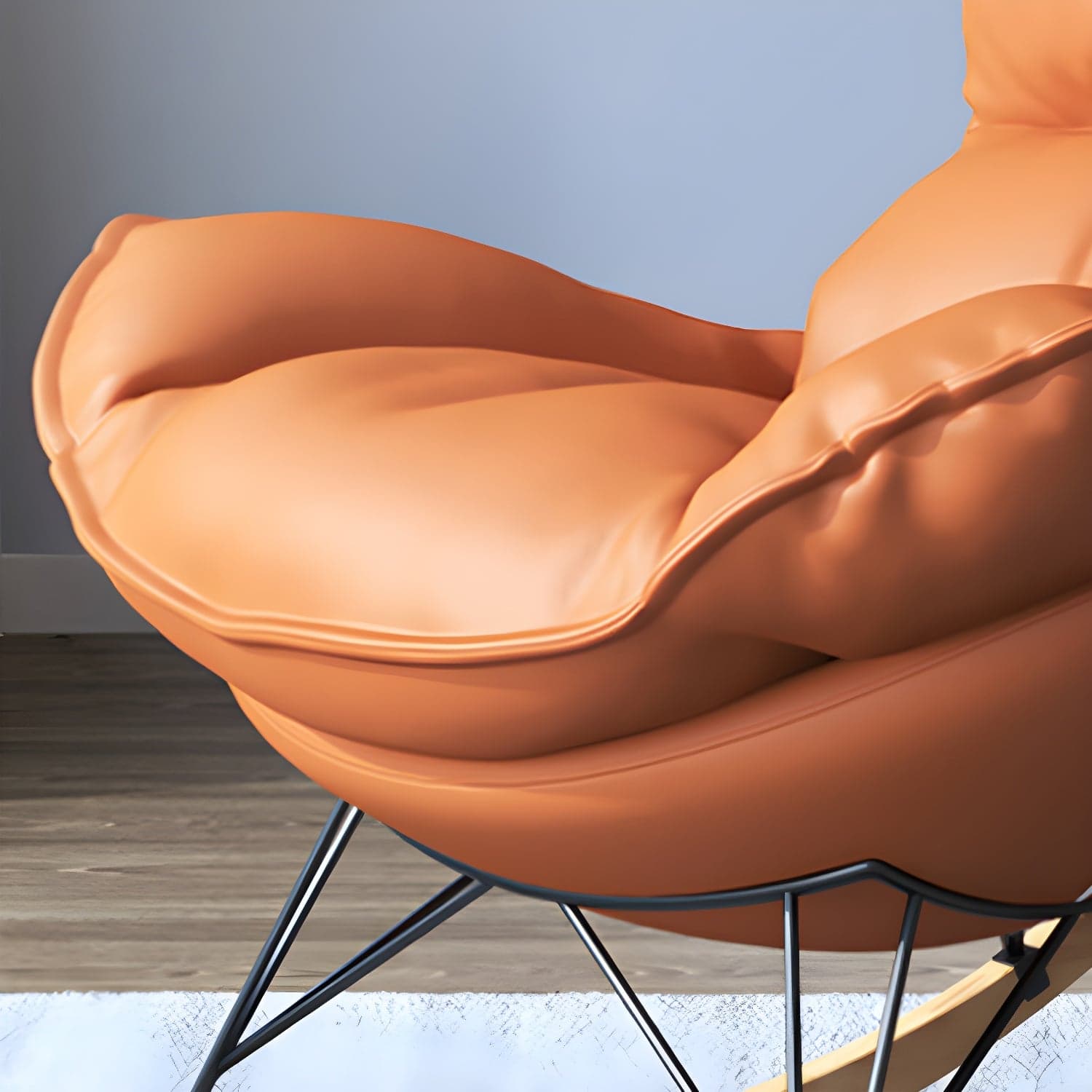Modern Upholstered Rocking Chair and Ottoman Set - Natural Wood Legs, Stylish Design for Home Decor thumbnail 15