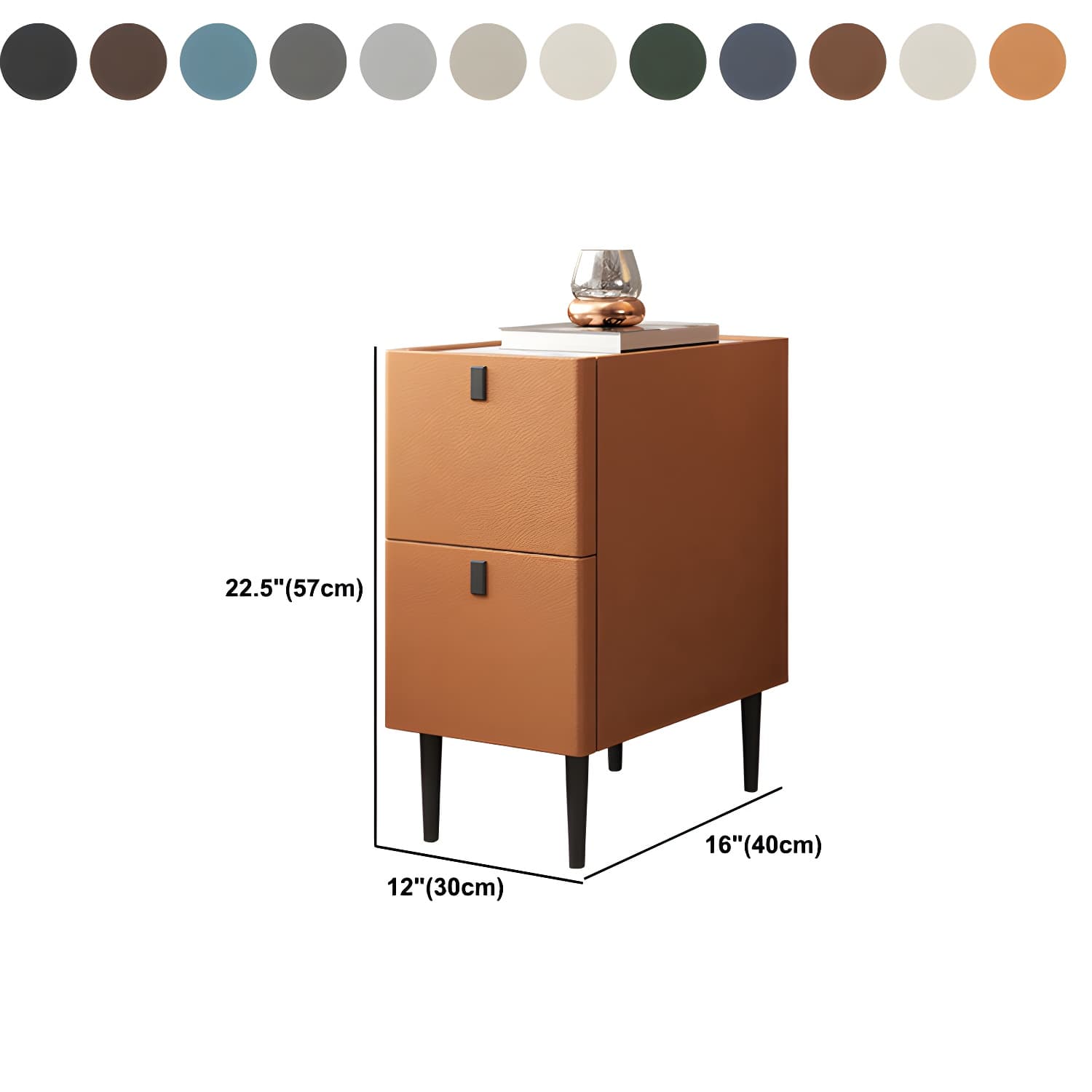 Modern Style Leather Polychromatic Choice of Black Cabinet Leg Nightstand thumbnail 18