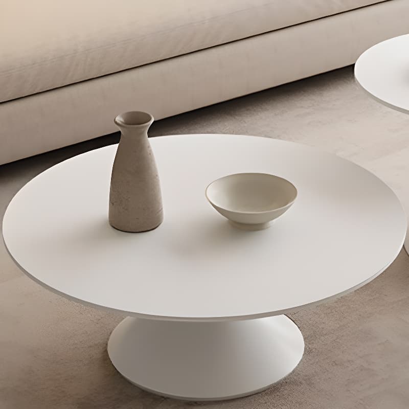 Single/Nesting Postmodern Circular-shaped Chalk/Ink Sintered Stone Pedestal Base Side Table thumbnail 12