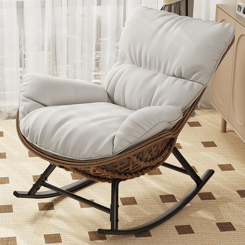 Trendy Upholstered Rocking Chair with Plush Cushioning thumbnail 6
