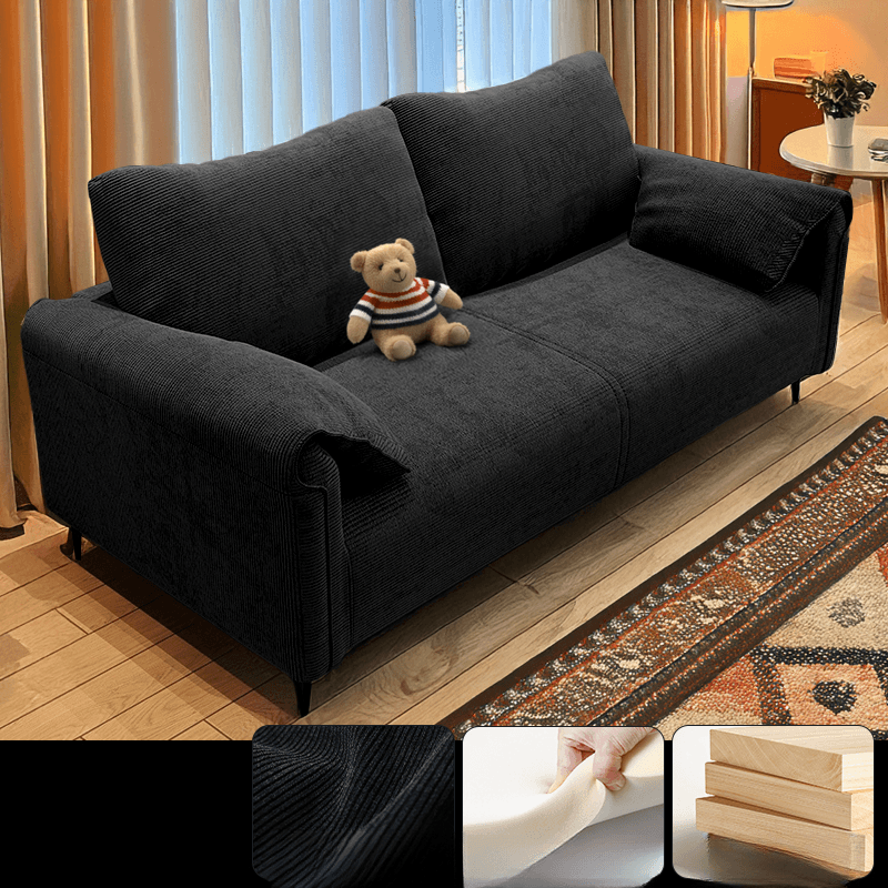 Modern Solid Color Tear Resistant Standard Sofa/Loveseat in Black/Ivory for 3-seater/Seats 2 thumbnail 1