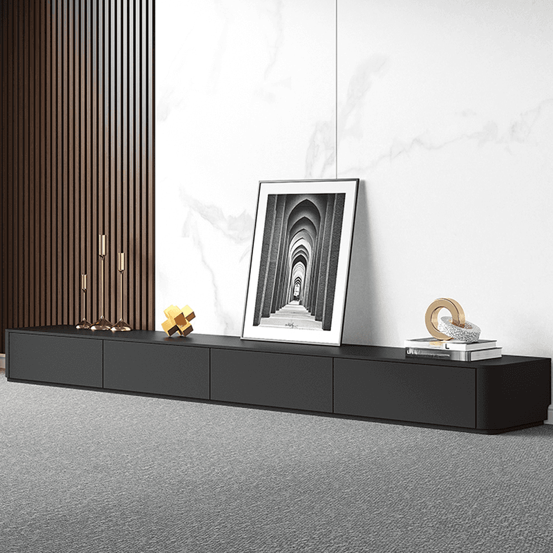 Black Contemporary Wood TV Stand with Shelf, 2 to 4 Drawers, 2 Cabinets, and Cable Management thumbnail 4