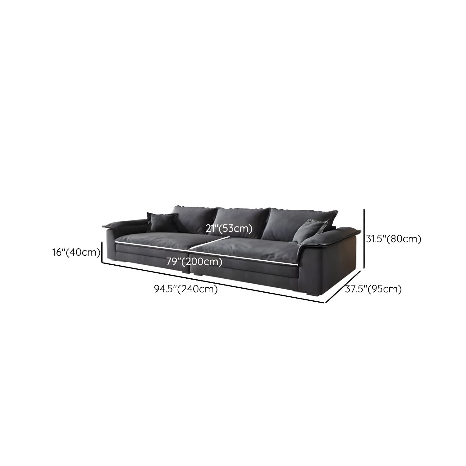 Grey Mid-Century Modern Sofa with Wood Frame and Tech Cloth Upholstery thumbnail 11