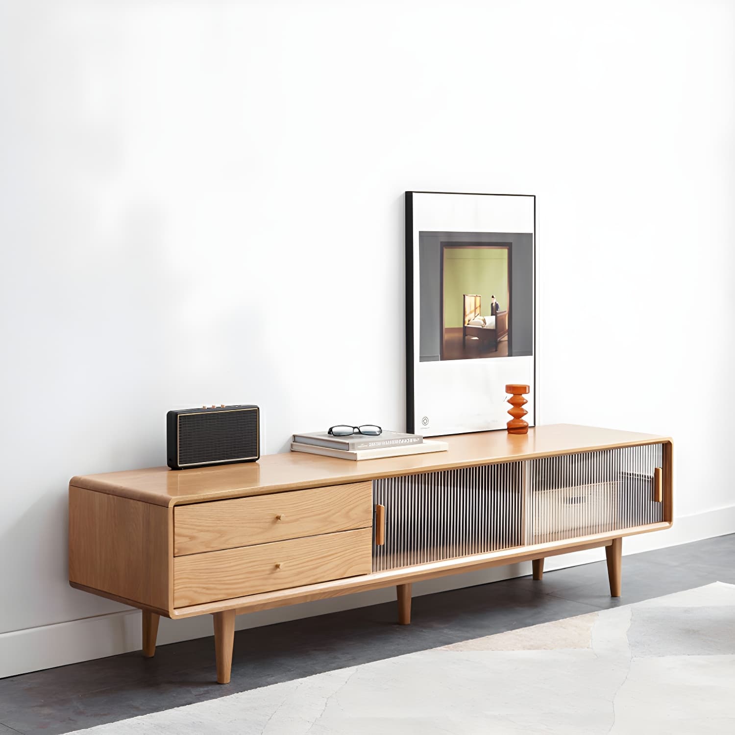 Scandinavian TV Stand with Low Height and the Cabinet Storage thumbnail 12