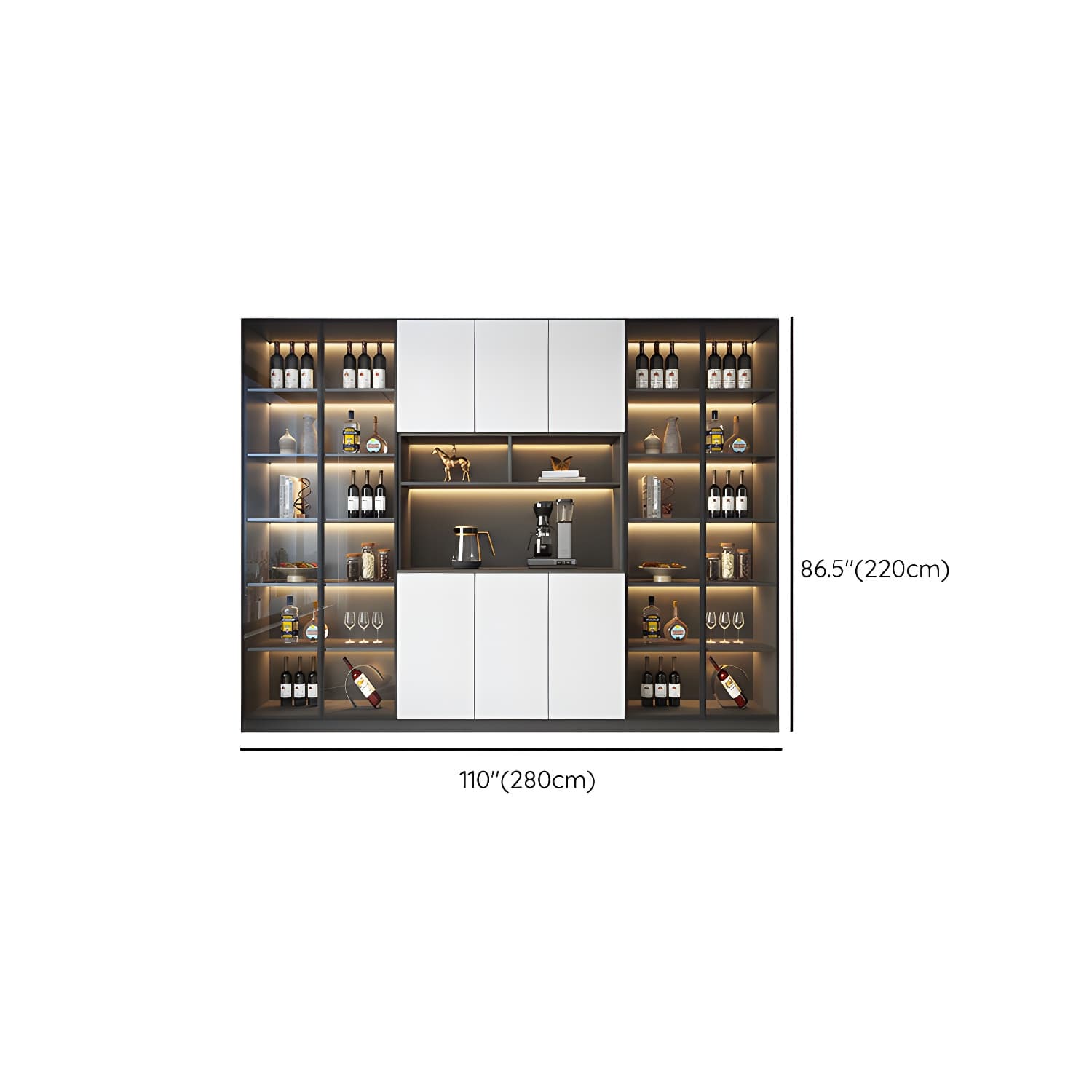 Modern Glass Adjustable Shelving Doors Wood Sideboard Cabinet with Cabinets and Drawers thumbnail 13