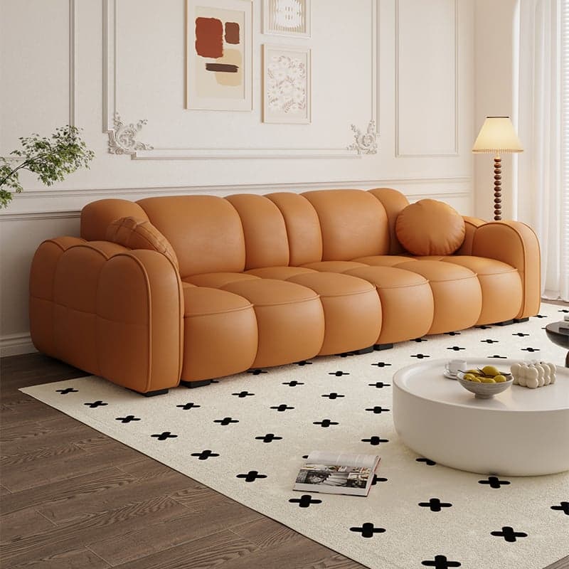 Modern Solid Color Tear Resistant Standard Sofa in Dark Grey/Light Brown/Ivory, 4-seater/3-seater with 2 Pillows thumbnail 2