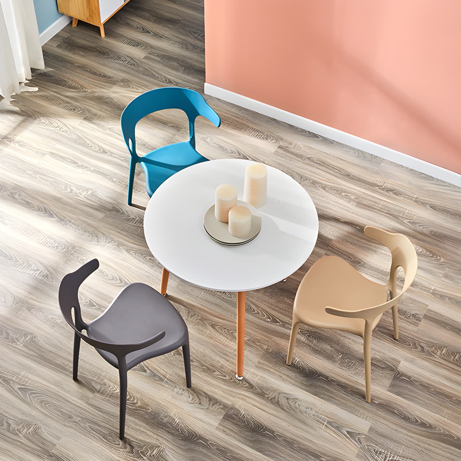 Home Modern Side Chair Stackable Open Back Plastic Dining Room Chair Set thumbnail 21